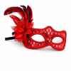 Kırmızı Tüylü Balo Maskesi Kadın Parti Aksesuarı - Lisinya