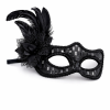 Siyah Tüylü Balo Maskesi Kadın Parti Aksesuarı - Lisinya