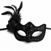 Siyah Tüylü Balo Maskesi Kadın Parti Aksesuarı - Lisinya