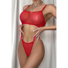 Kırmızı Transparan Tül Bralet Tanga İç Giyim Takımı TM1386