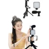 Tripod Telefon Tutucu Kumandalı Mikrofon Led Işık Vlog Video Kayıt - Lisinya