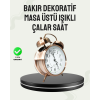 Nostaljik Büyük Boy Metal Masa Saati Bronz Kaplama ve Yüksek Sesli Alarm - Lisinya