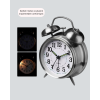 Dekoratif Gümüş Işıklı Alarmlı Masa Saati Sessiz Mekanizma - Lisinya