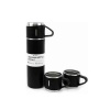 Termos Paslanmaz Çelik Termos Siyah Renk 3 Bardaklı Termos Seti - Lisinya