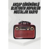 Nostalji Radyo Bluetooth Hoparlör USB-SD Kart Giriş Led Fener Işıklı Bataryalı Pilli - Lisinya