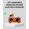 Retro Gramafon Bluetooth Hoparlör Çift Stereo Sesli FM Radyo Destekli - Lisinya