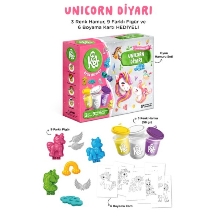 Unicorn Diyarı Oyun Hamuru Seti (18 Parça - 362 Gr)