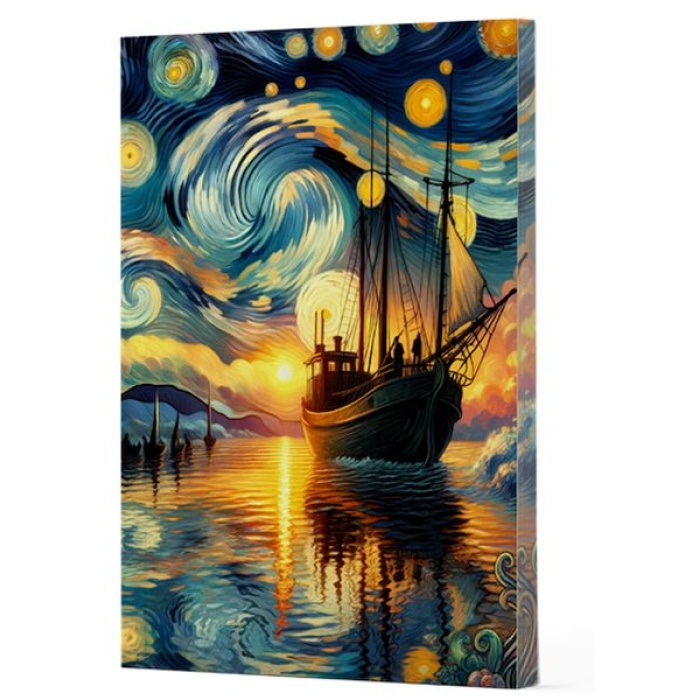 Van Gogh 2 - Gemi Çizgili Yan Boyamalı Defter