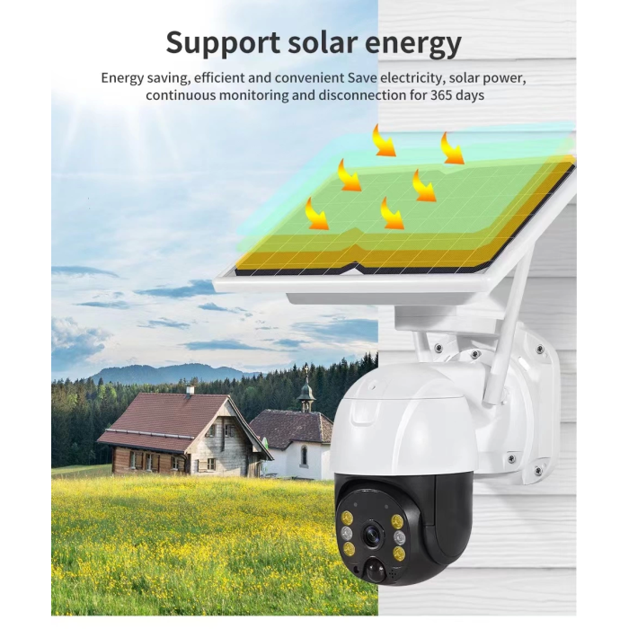 Kablosuz Uygulamalı Gece Görüşlü Solar Güneş Enerjili Kamera Akıllı Dış Mekan Güvenlik Kamerası ( Lisinya )