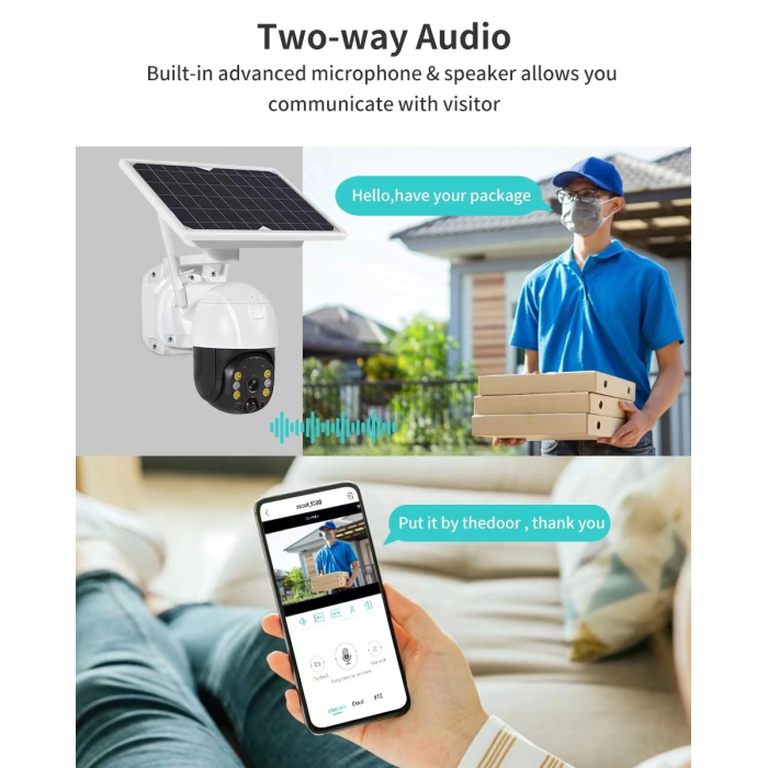 Kablosuz Uygulamalı Gece Görüşlü Solar Güneş Enerjili Kamera Akıllı Dış Mekan Güvenlik Kamerası ( Lisinya )