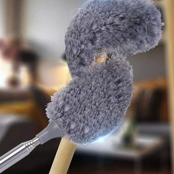 140 Cm Teleskopik Uzatılabilir Mikrofiber Yumuşak Başlıklı Gri Toz Alma Fırçası Toz Püskülü ( Lisinya )