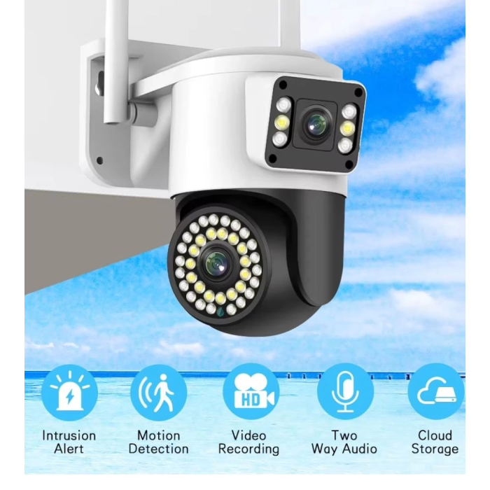 4MP Yoosee Çift Lens IP Kamera - WIFI Açık Otomatik İzleme, Su Geçirmez Kablosuz Güvenlik Ev Kamerası, Renkli Gece Görüş ( Lisinya )