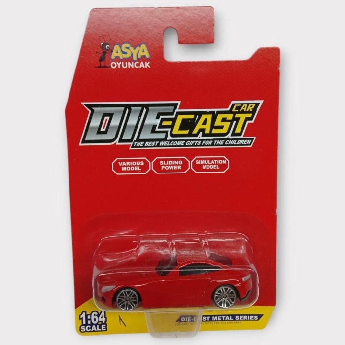 Metal Mini Arabalar  8 cm - Kırmızı - 1 (Lisinya)