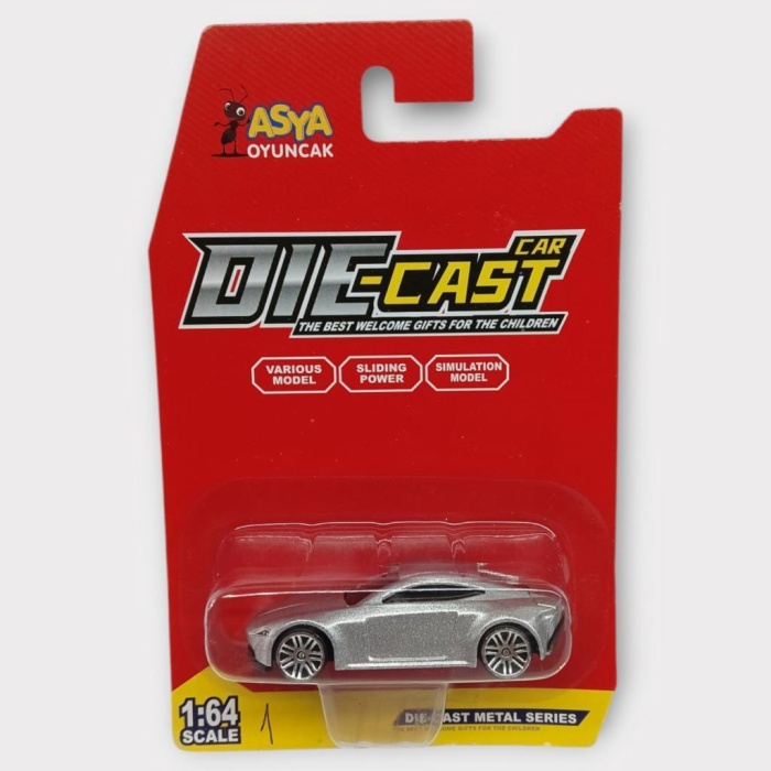 Metal Mini Arabalar  8 cm - Gri - 1 (Lisinya)