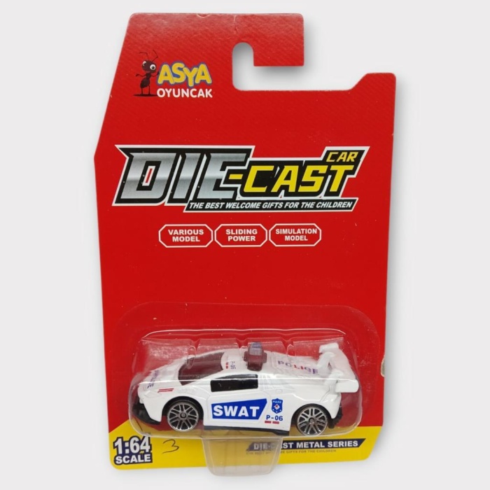 Metal Mini Polis Arabası  8 cm - Polis - 3 (Lisinya)