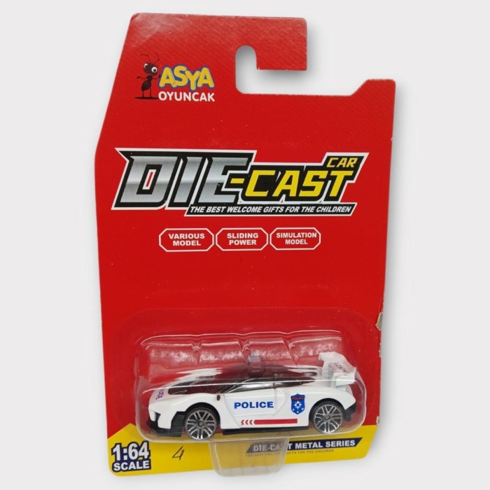 Metal Mini Polis Arabası  8 cm - Polis - 4 (Lisinya)