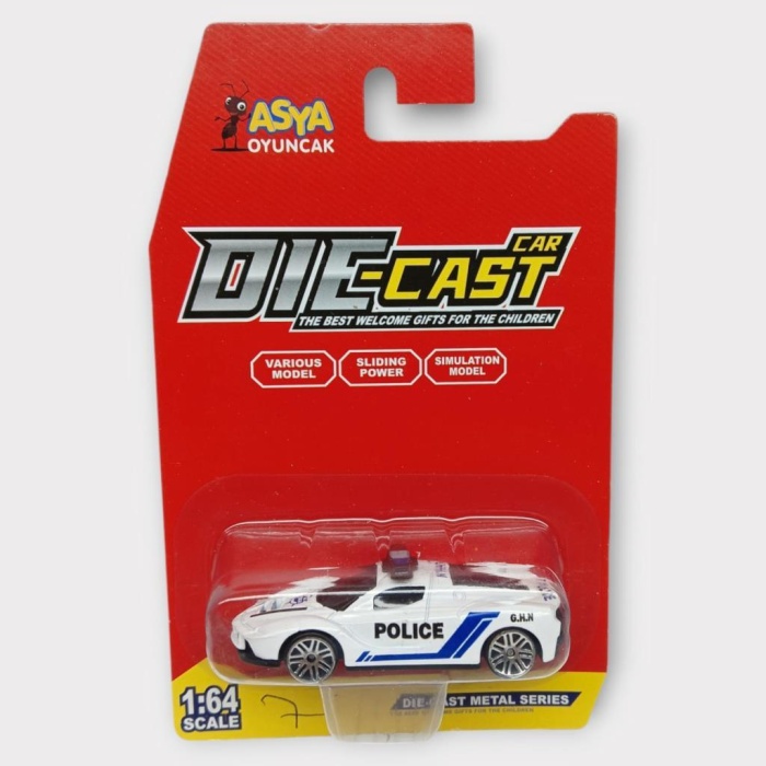 Metal Mini Polis Arabası  8 cm - Polis - 7 (Lisinya)