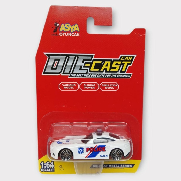 Metal Mini Polis Arabası  8 cm - Polis - 8 (Lisinya)