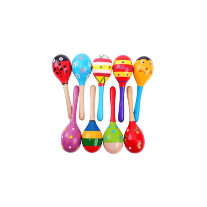 Renkli Ahşap Marakas Boncuklu Ritim Çıngırağı Çocuklar İçin Eğitici ve Eğlenceli Müzik Aleti (7 Adet) ( Lisinya )