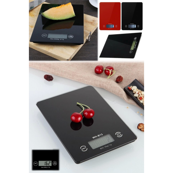 Dijital Mutfak Tartısı - 5 kg Kapasite, 1 Gram Hassasiyet, Şık Siyah Cam Tasarım ( Lisinya )