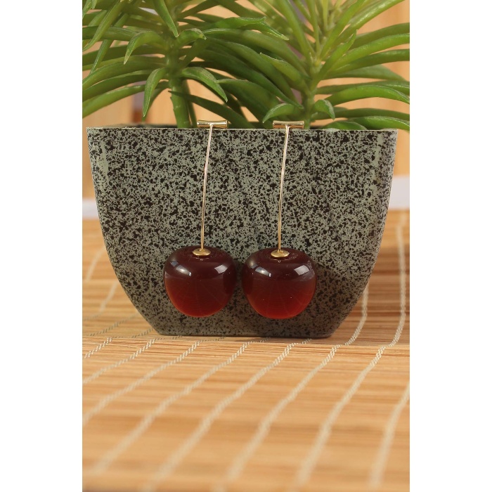 Gold Renk Kiraz Model Kadın Küpe - Lisinya