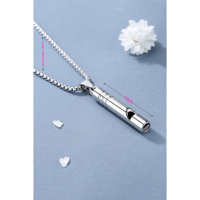 Acil Durum Düdüğü 316L Çelik Kararma Yapmaz Yüksek Desibel Kolye Unisex - Lisinya