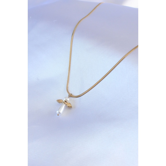 316L Çelik Gold Renk İtalyan Zincir Model Piyon Figür Kadın Kolye - Lisinya