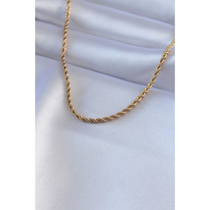 316L Çelik Gold Renk Burgu Model 45 cm Kadın Kolye - Lisinya