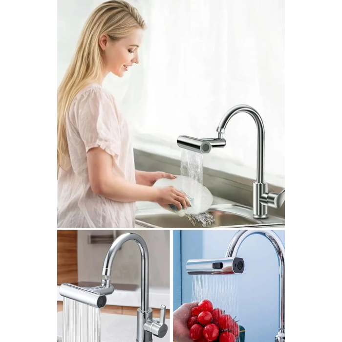 3 Farklı Modlu Çok Amaçlı Musluk Adaptörü Evrensel Musluk Başlığı Şelale Musluk ( Lisinya )