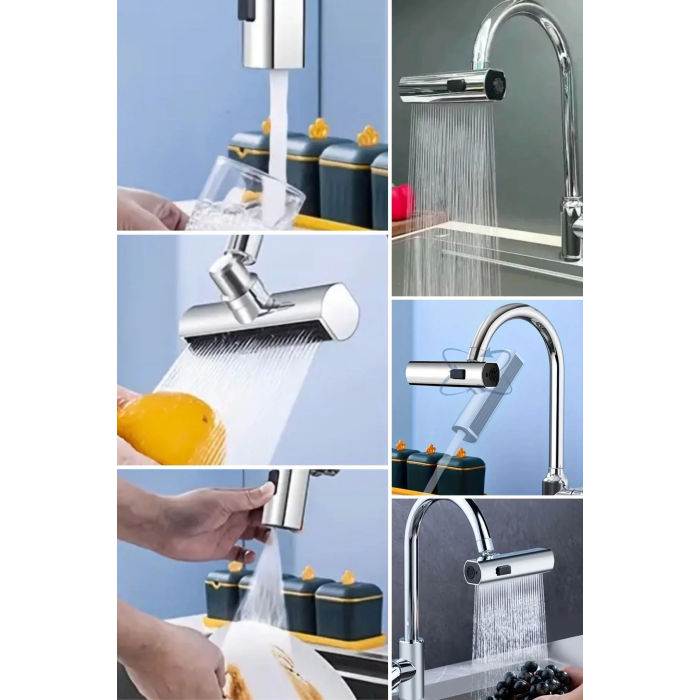 3 Farklı Modlu Çok Amaçlı Musluk Adaptörü Evrensel Musluk Başlığı Şelale Musluk ( Lisinya )