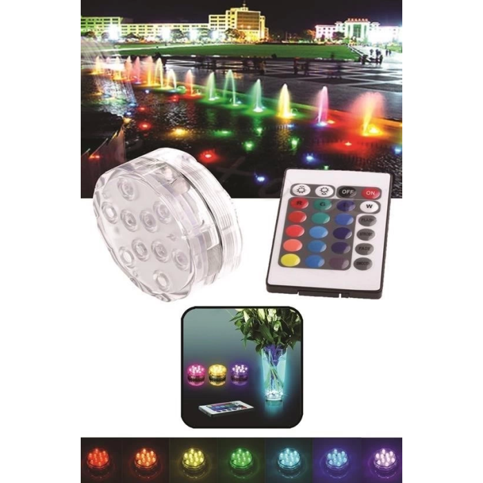 Su Geçirmez Kumandalı Renk Değiştiren Rgb Su Altı Led Lamba Spot ( Lisinya )