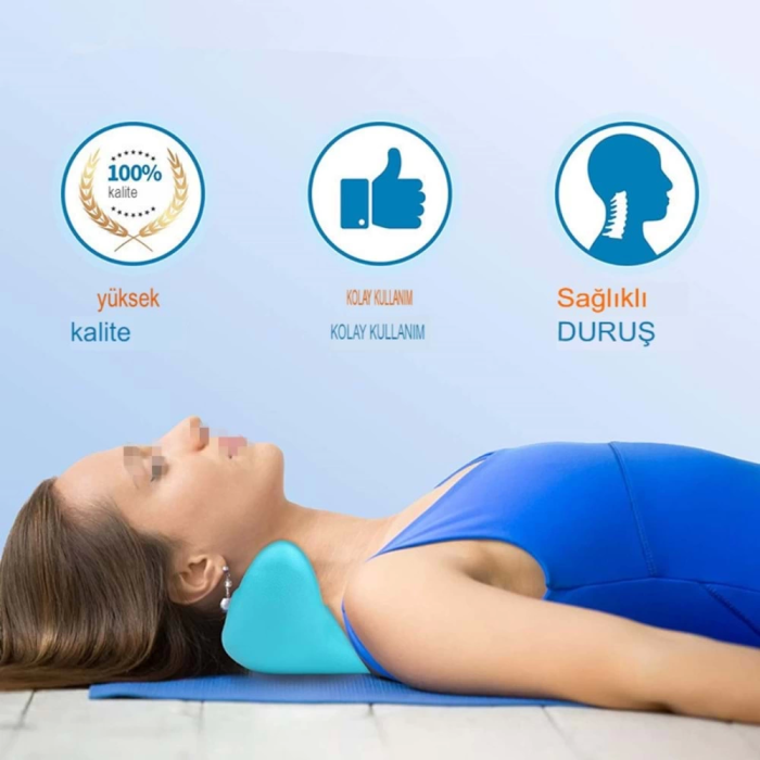 Ergonomik Boyun Masaj Yastığı – Servikal Traksiyon Destekli, Omurilik Ortopedik Yastık ( Lisinya )
