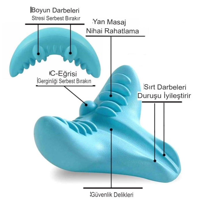 Ergonomik Boyun Masaj Yastığı – Servikal Traksiyon Destekli, Omurilik Ortopedik Yastık ( Lisinya )