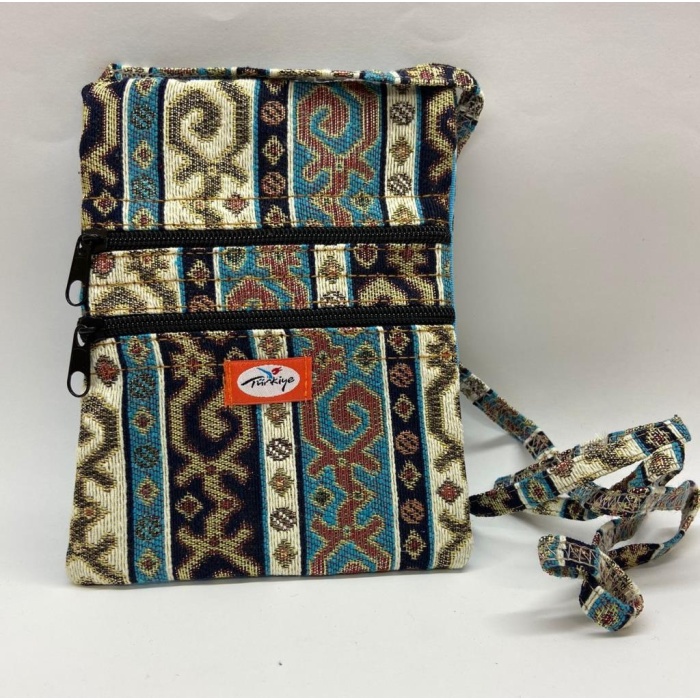 Otantik Desenli Fermuarlı Askılı Çanta Özel Dikim - GS201 (Lisinya)