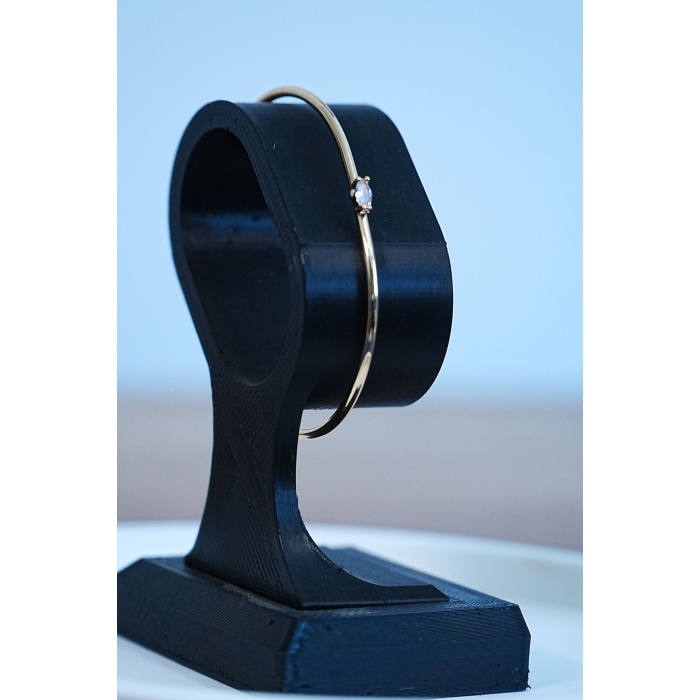 Gold Renk Kelepçe Model Zirkon Taşlı Çelik Bileklik Kaliteli