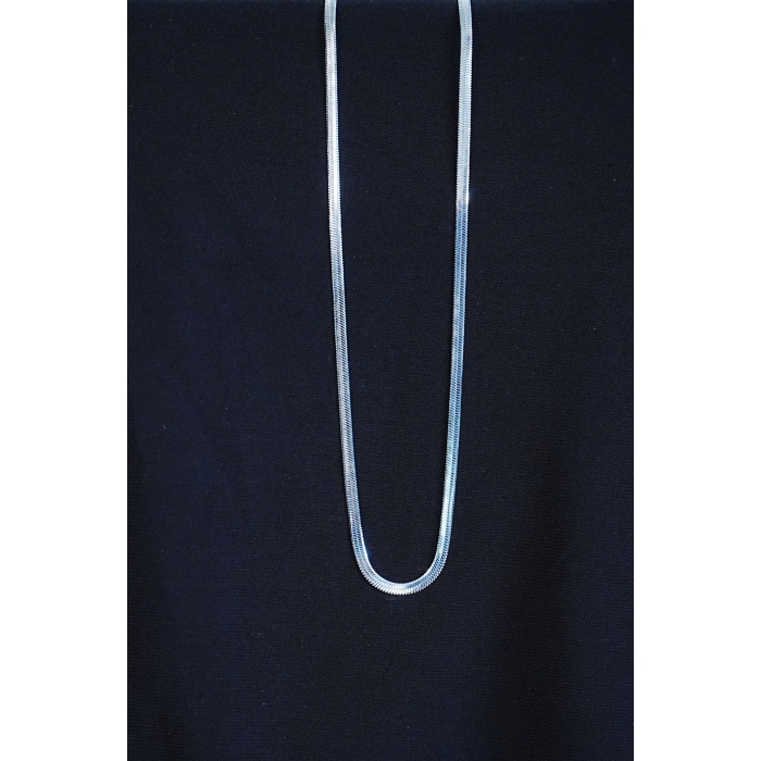 İtalyan Çelik Kolye 45cm 4mm Paslanmaz Gümüş