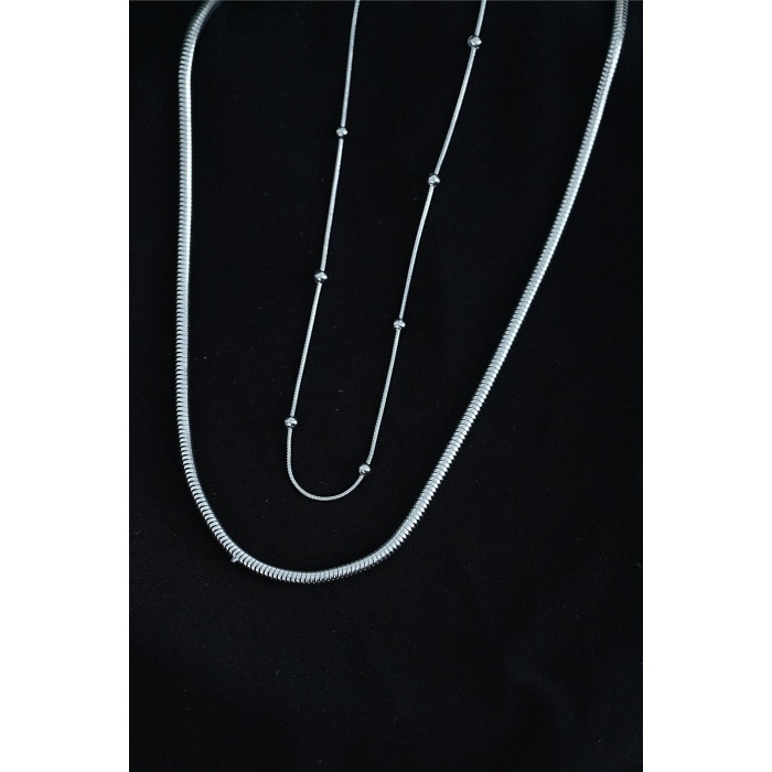 Paslanmaz Çelik Snake ve Dorika Model Kombin Kolye