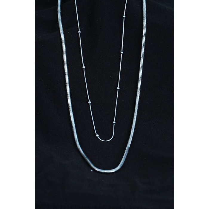 Paslanmaz Çelik Snake ve Dorika Model Kombin Kolye