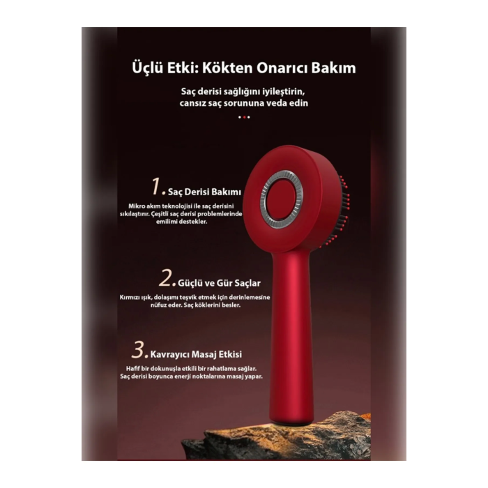 Şarjlı Ve Titreşimli Saç Masaj Tarağı Bakım Yağı Hazneli Fırça ( Lisinya )