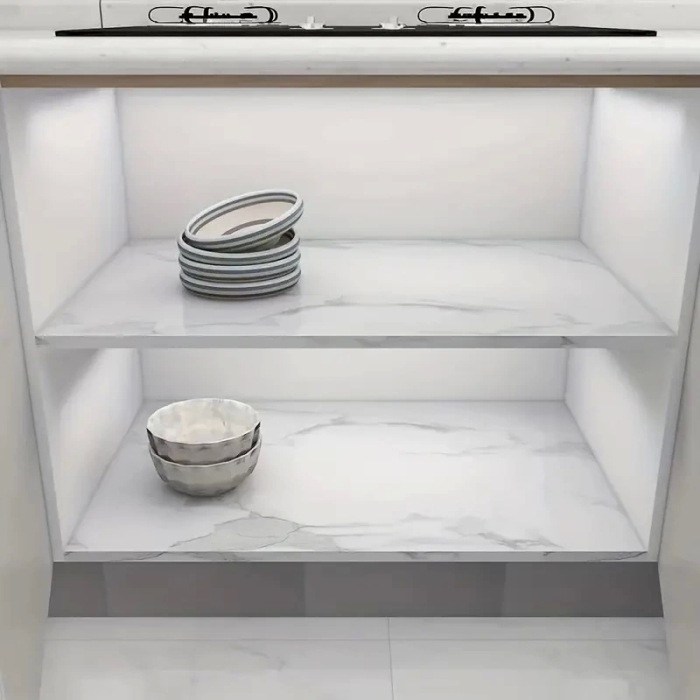 Mermer Desenli Mutfak Duvar Kağıdı Sticker - 5m x 60cm: Su ve Yağa Dayanıklı, Yüksek Sıcaklık Esnekliğine Sahip Tezgah, Dolap, Ocak Yenileme Folyosu T10 ( Lisinya )