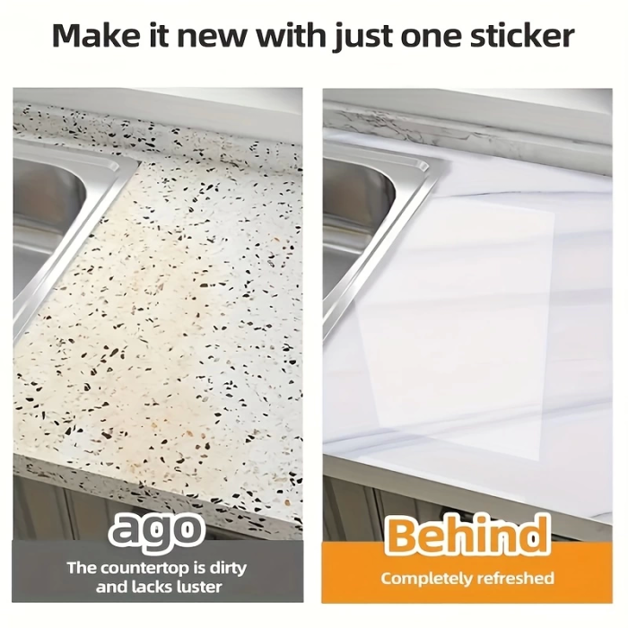 Mermer Desenli Mutfak Duvar Kağıdı Sticker - 5m x 60cm: Su ve Yağa Dayanıklı, Yüksek Sıcaklık Esnekliğine Sahip Tezgah, Dolap, Ocak Yenileme Folyosu T10 ( Lisinya )