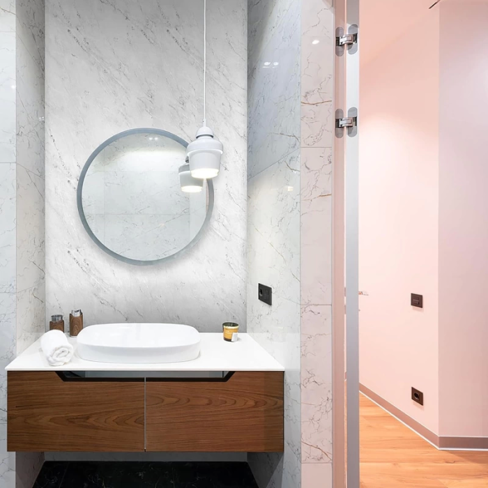 Mermer Desenli Mutfak Duvar Kağıdı Sticker - 5m x 60cm: Su ve Yağa Dayanıklı, Yüksek Sıcaklık Esnekliğine Sahip Tezgah, Dolap, Ocak Yenileme Folyosu T10 ( Lisinya )