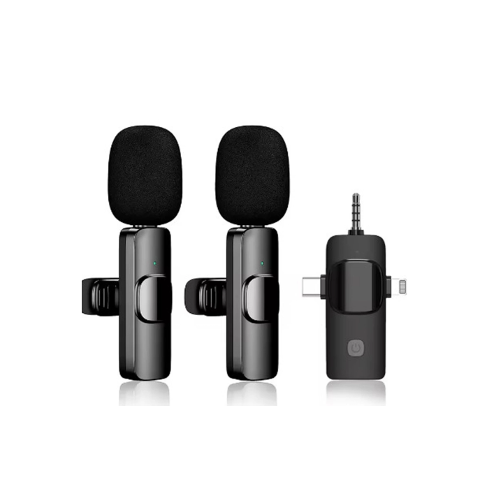 Yüksek Kalite Profesyonel 3 In 1 Kablosuz Taşınabilir Yaka Mikrofonu Youtube Facebook Tiktok - Lisinya