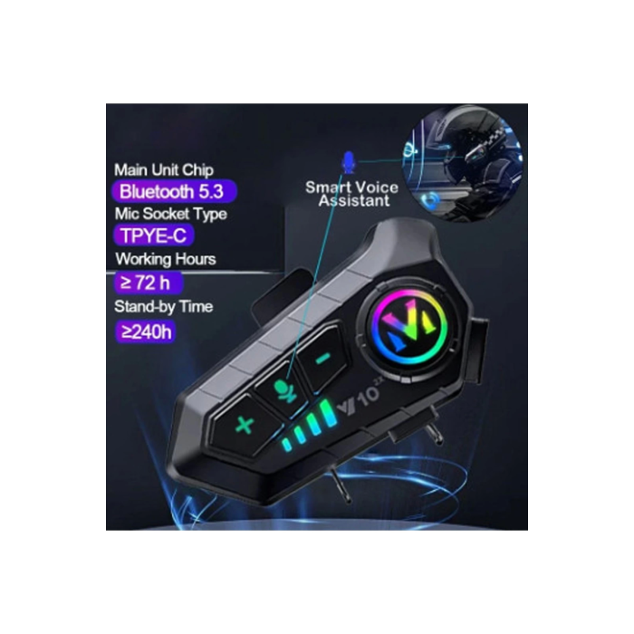 y10 2x Motosiklet Kask İntercom Çift Eşleşme Rgb Işıklı Bluetooth Kulaklık 5,3 - Lisinya