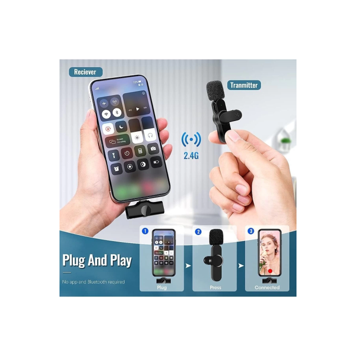 Lightning Girişli Iphone Uyumlu Ikili Kablosuz Yaka Mikrofonu Youtube Facebook Tiktok Vlog ( Lisinya )