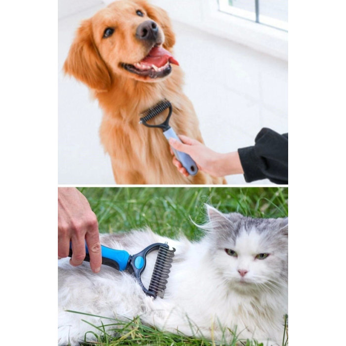 Plastik Saplı Metal Kedi Köpek Bakım Kıtık Tüy Topak Açıcı Tarak 1Adet ( Lisinya )