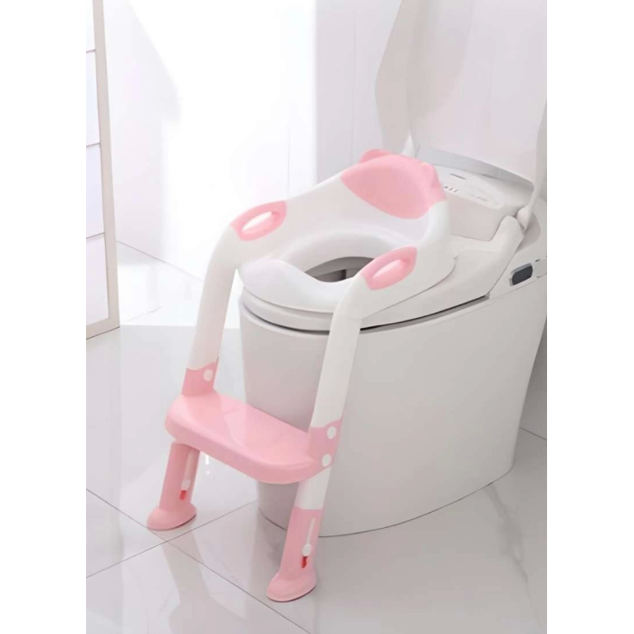 Softy Merdivenli Tuvalet Adaptörü - Çocuğunuz İçin Güvenli ve Konforlu Tuvalet Eğitimi Pembe ( Lisinya )