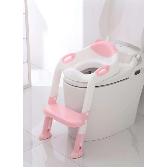 Softy Merdivenli Tuvalet Adaptörü - Çocuğunuz İçin Güvenli ve Konforlu Tuvalet Eğitimi Pembe ( Lisinya )