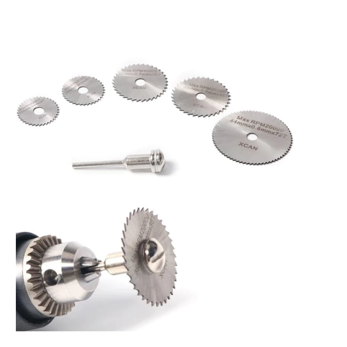 Metal 6 Parça Mini Matkap Ucu Ahşap Kesme Yuvarlak Çelik Bıçak Disk Testere Seti Kiti ( Lisinya )