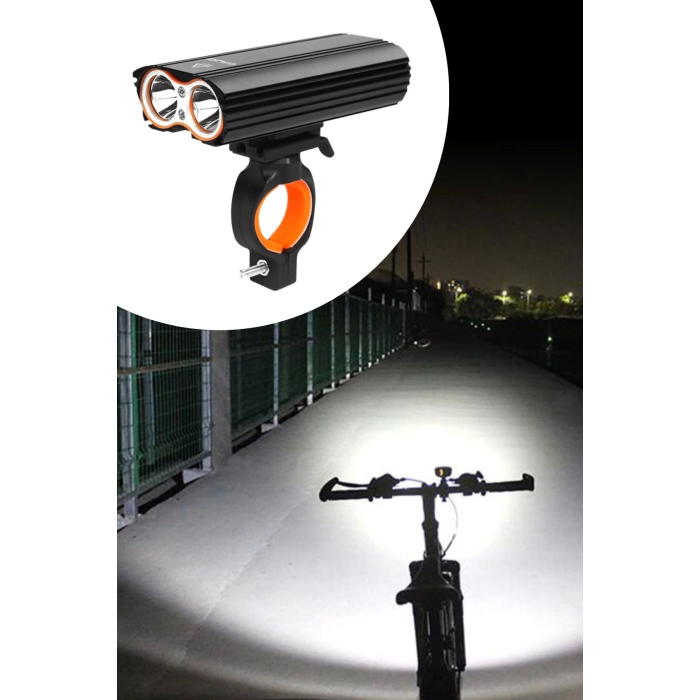Şarj Göstergeli Uzun Menzil Su Geçirmez Led Bisiklet Feneri 1600 Lumen ( Lisinya )